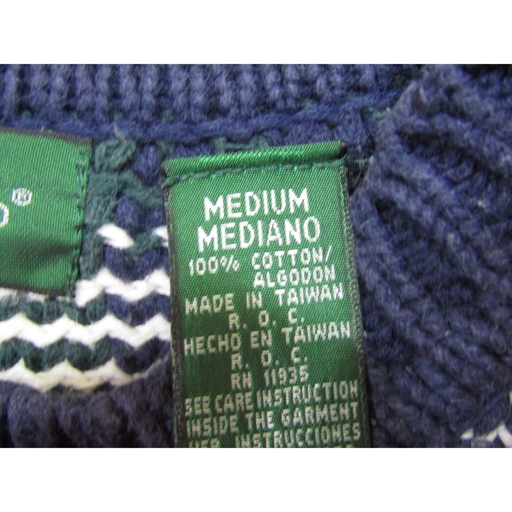 Hunt Club Plaid Crewneck Sweater Mens Medium Green Blue Cotton Vintage Excellent - Picture 4 of 7